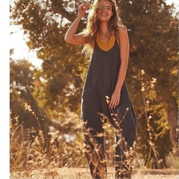 Free People Movement Hot Shot Onesie In Washed Black New - Picture 5 of 10
